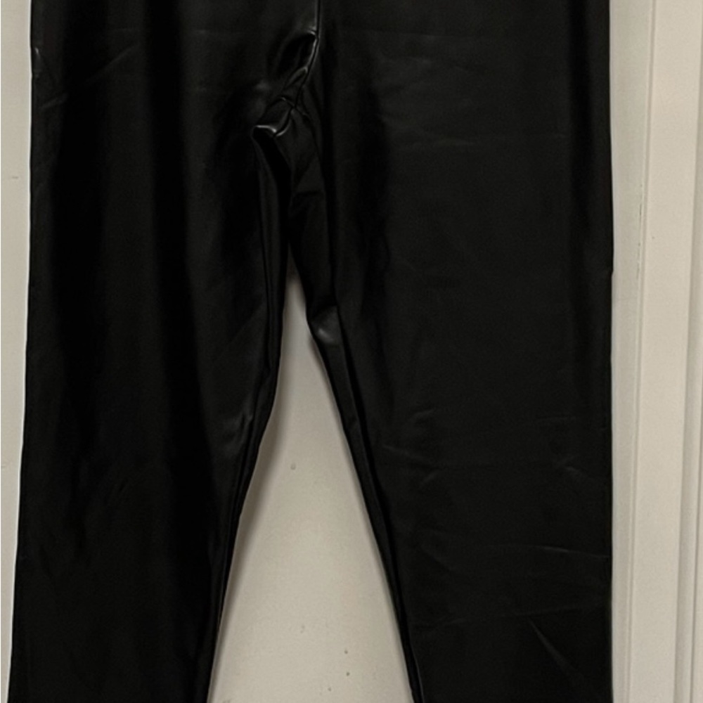 Joie Faux Leather Leggings Black Pull On Stretch Skinny Moto Edgy Biker Medium - Picture 2 of 11
